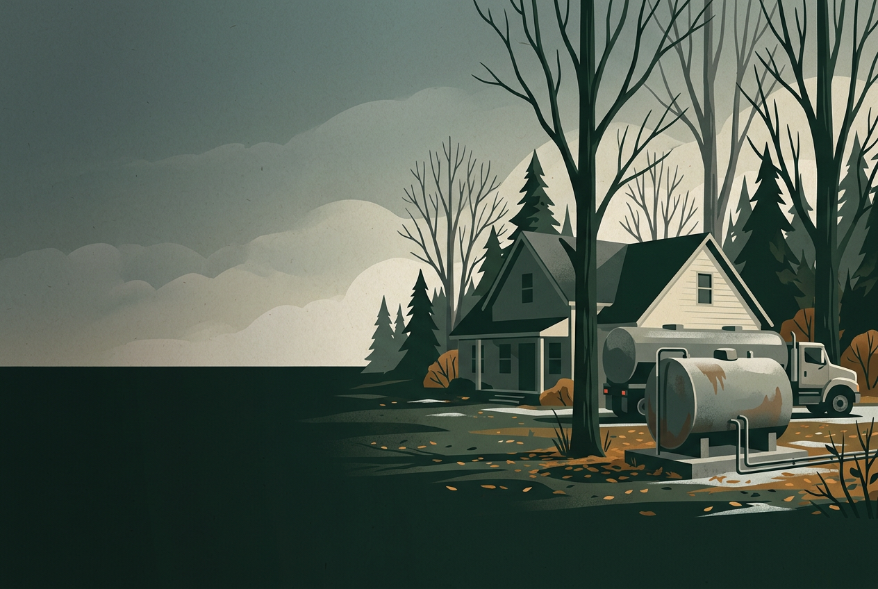 Federal outlook projects winter heating oil bills up 21%, mostly in the Northeast — editorial illustration