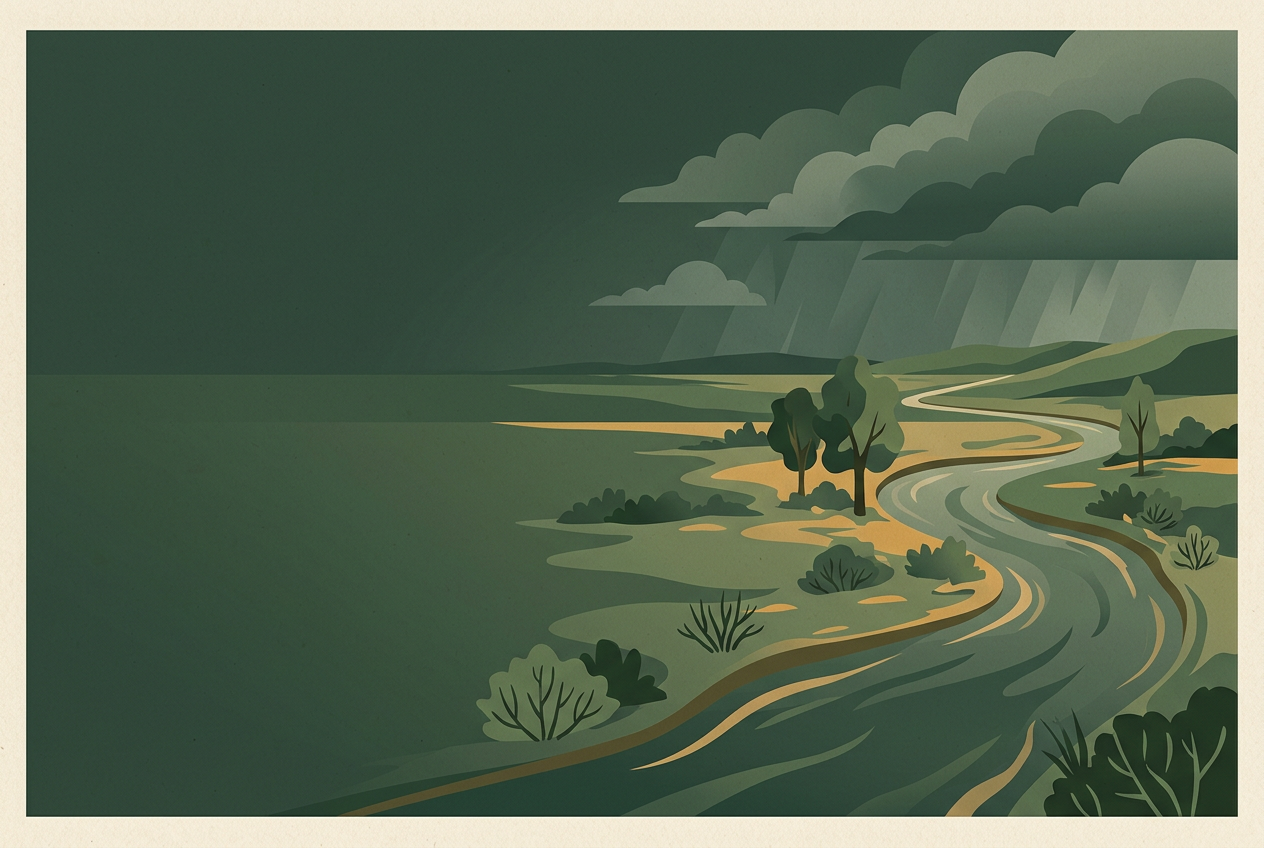 Polo's remnants keep flash flood threat alive over Oklahoma and the Plains — editorial illustration