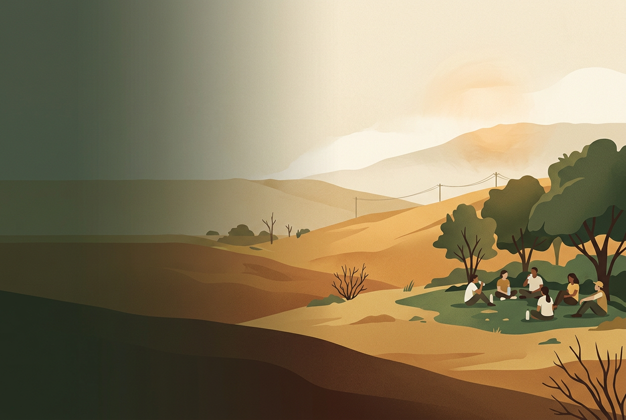 California heat wave continues, with records and midweek cooldown ahead — editorial illustration