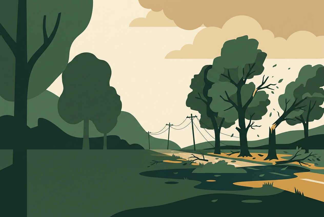 Post-Tropical Isaias brings flooding rain and damaging winds to Georgia — editorial illustration