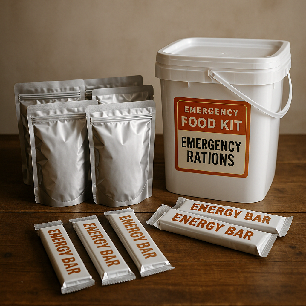Emergency food storage kits and canned goods