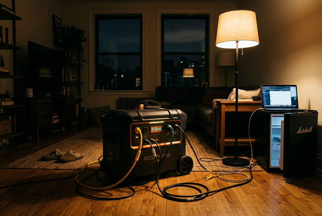 Large power station running appliances during home blackout