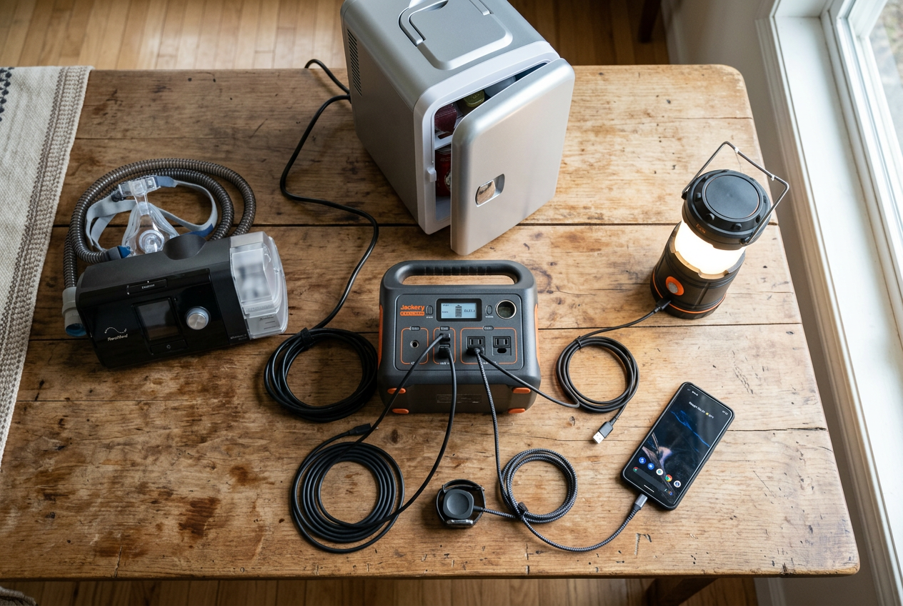 Overhead view of devices arranged around a power station