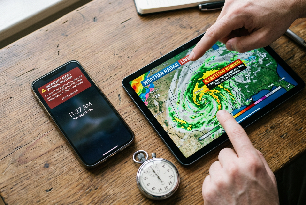 Phone and tablet compared side by side verifying alert